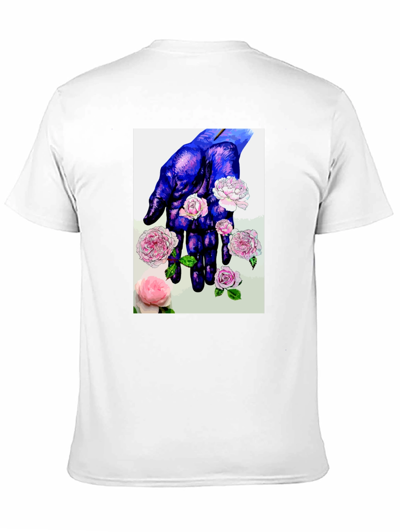 Floral Hand Print T-Shirt - Unique Artistic Design