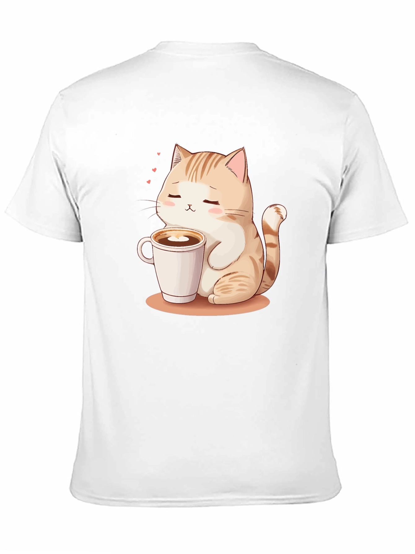 Cute Cat & Coffee Graphic Tee - Black