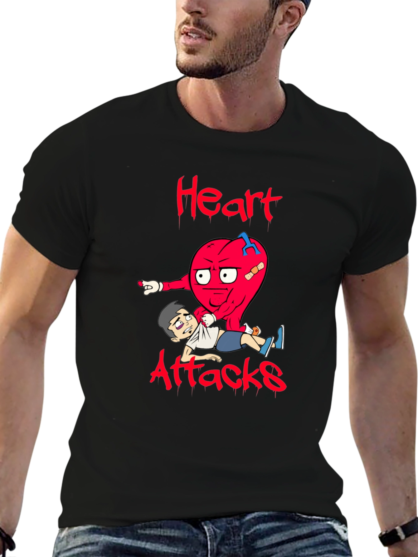 Heart Attacks Graphic Tee Funny Cartoon