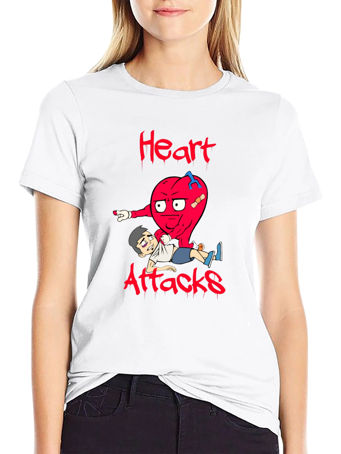Heart Attacks Graphic Tee Funny Cartoon