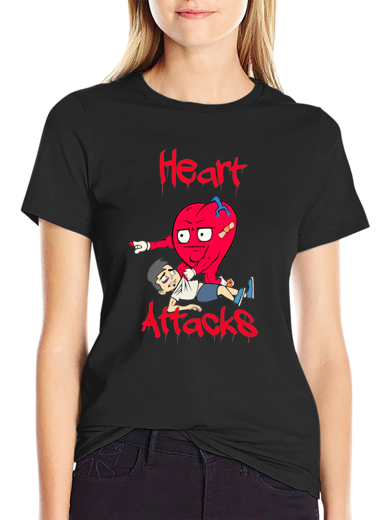 Heart Attacks Graphic Tee Funny Cartoon