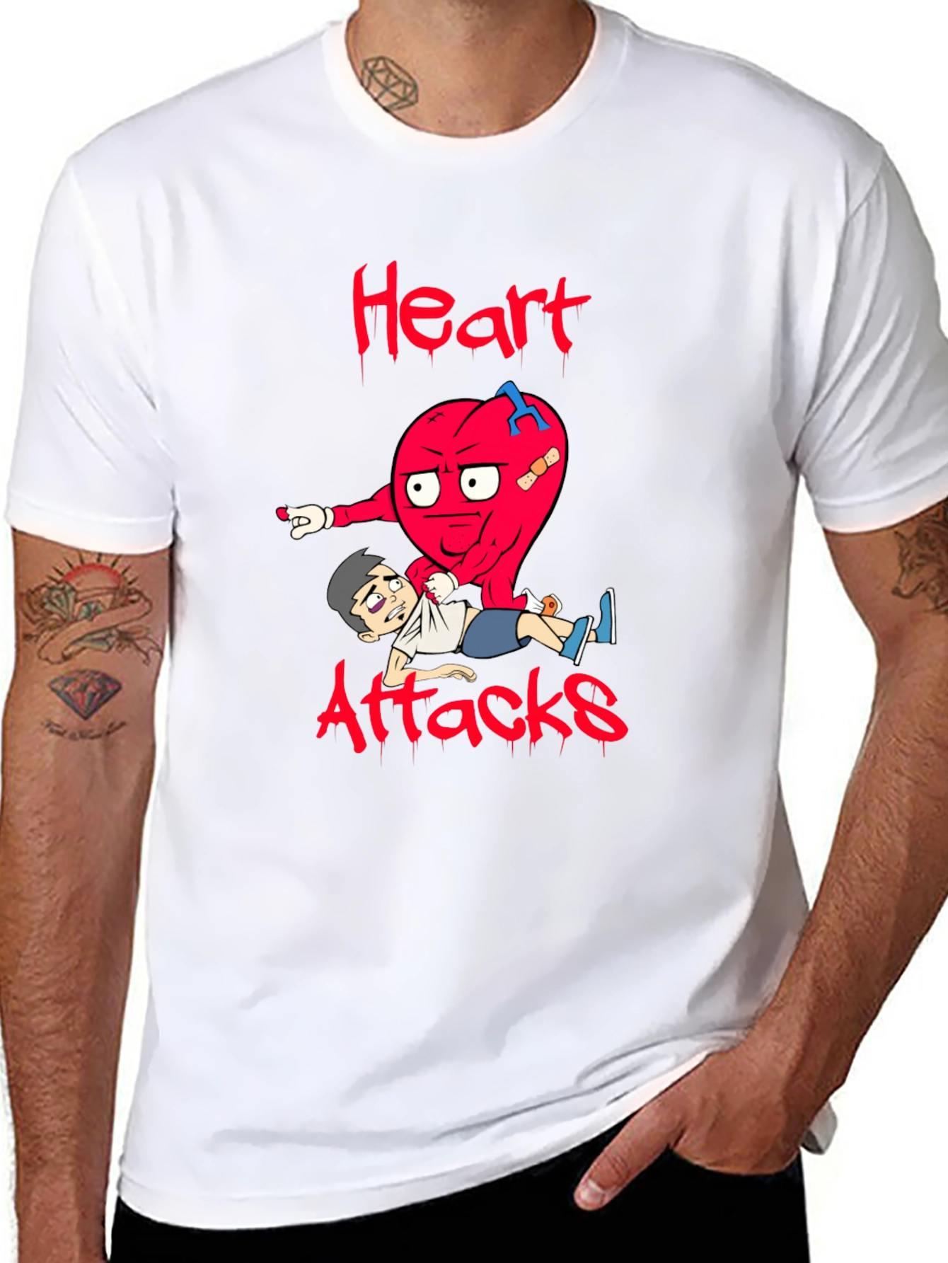 Heart Attacks Graphic Tee Funny Cartoon