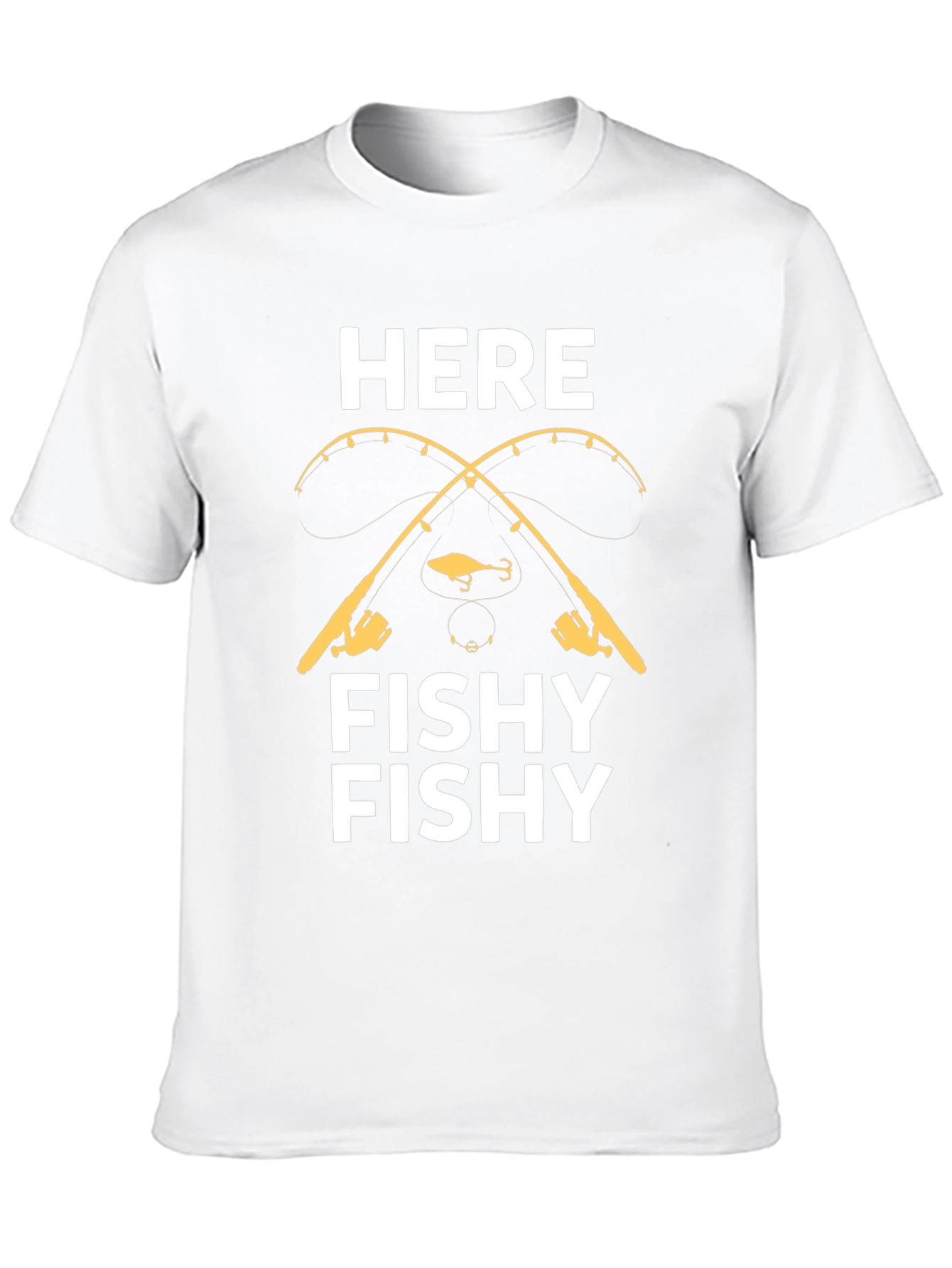 Here Fishy Fishy T-Shirt - Fishing Rods Graphic Tee