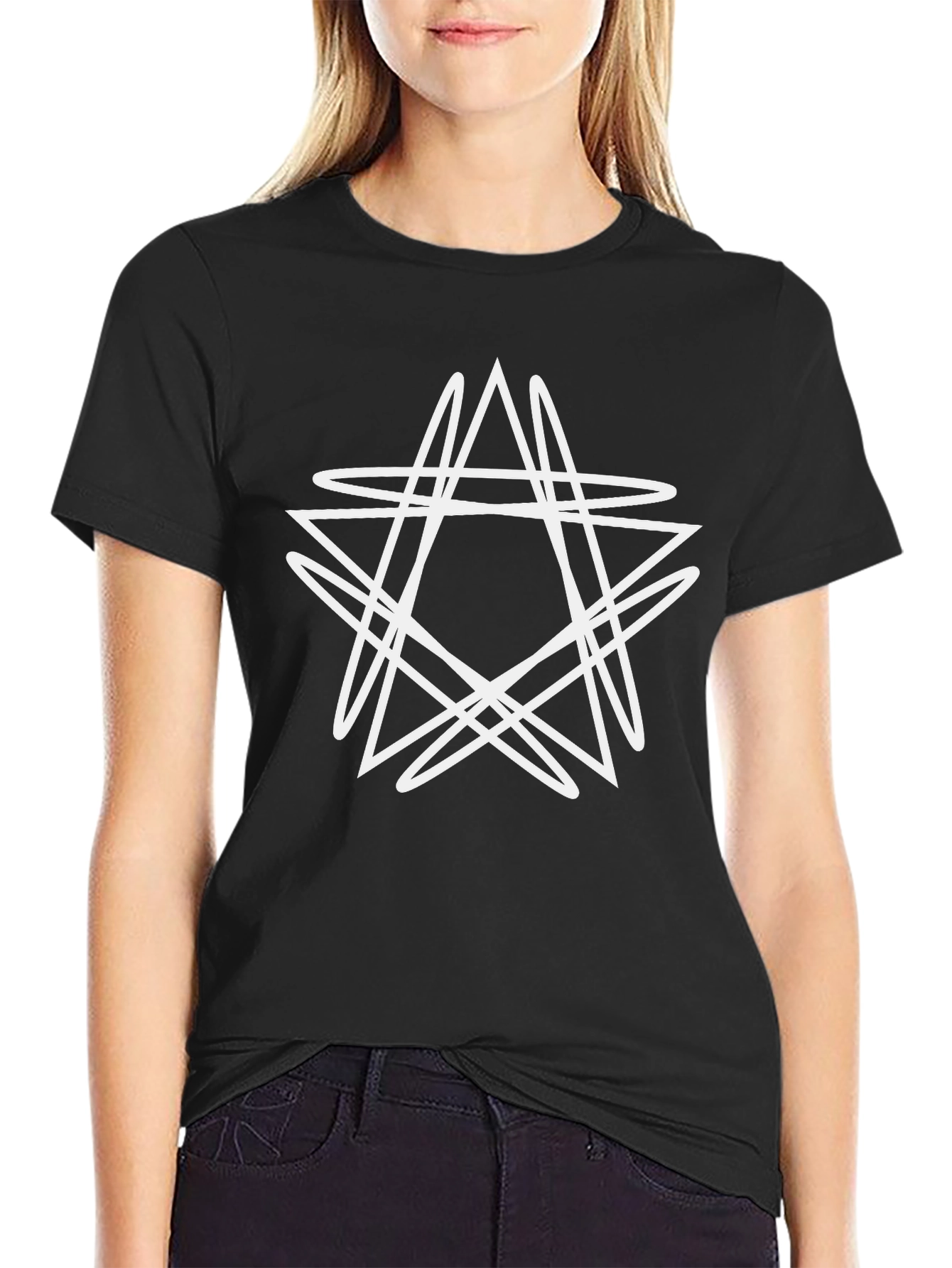 Occult Star Graphic Print Black Tee