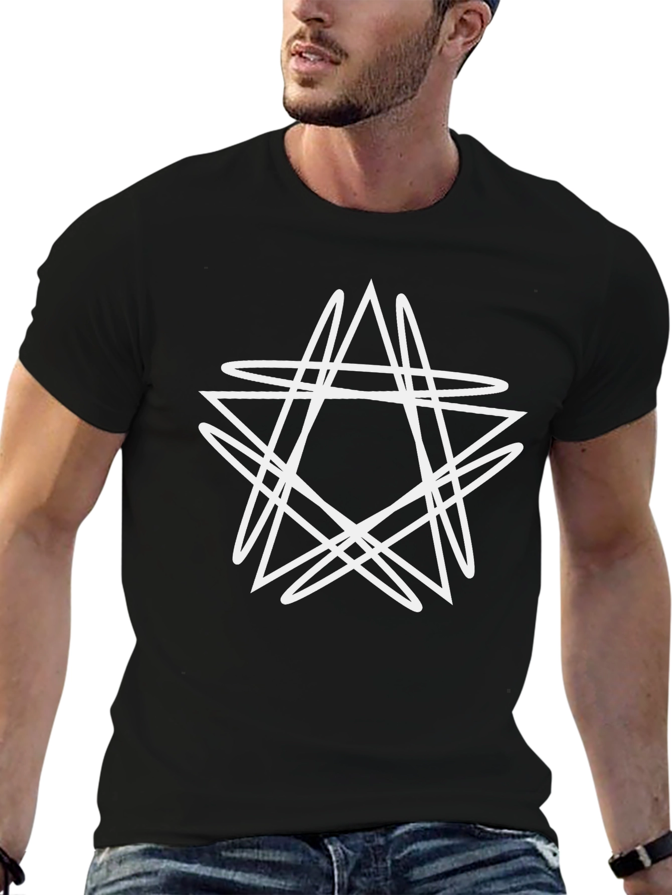 Occult Star Graphic Print Black Tee