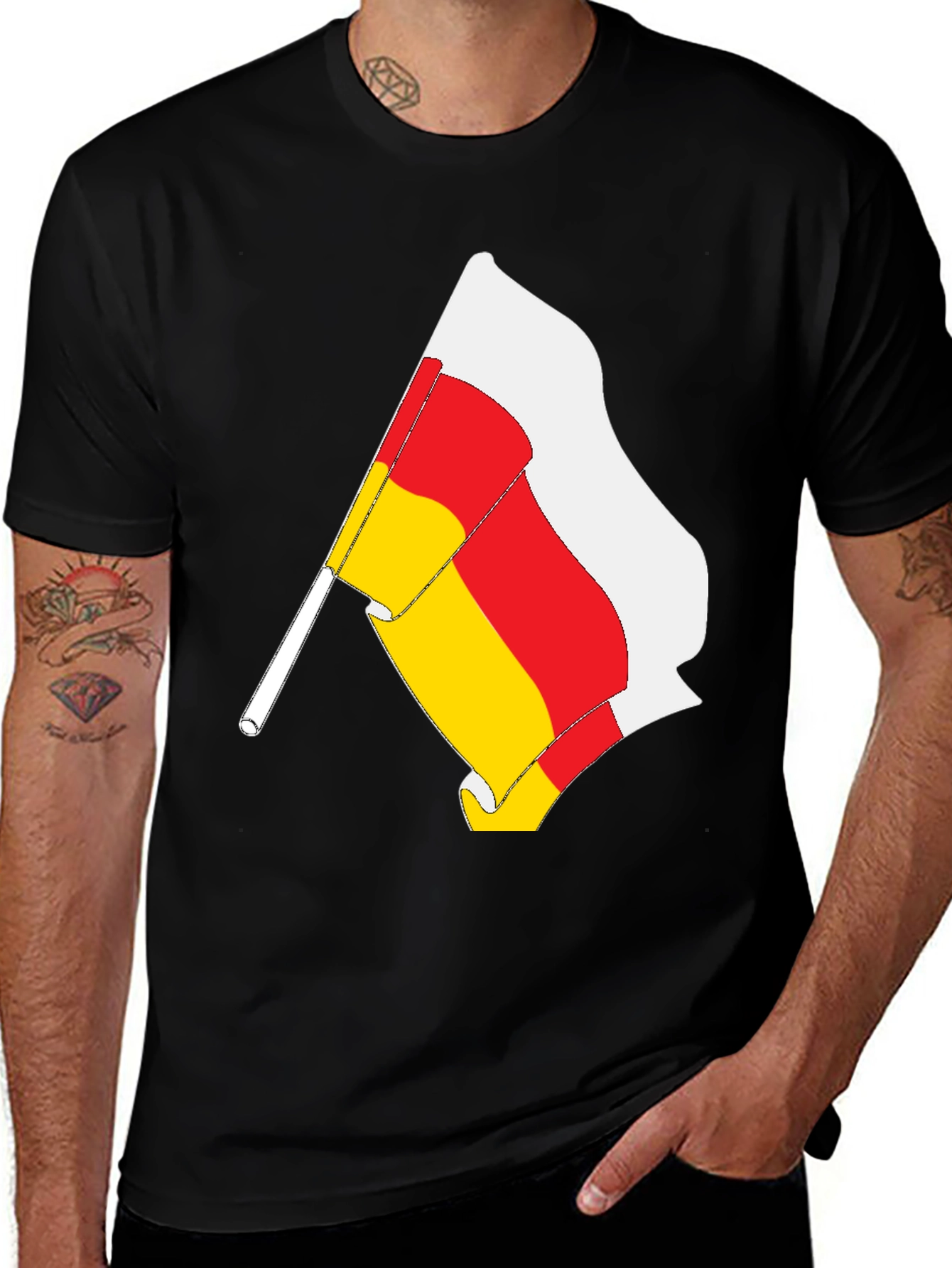 South Ossetia Flag T-Shirt - Black Cotton Tee