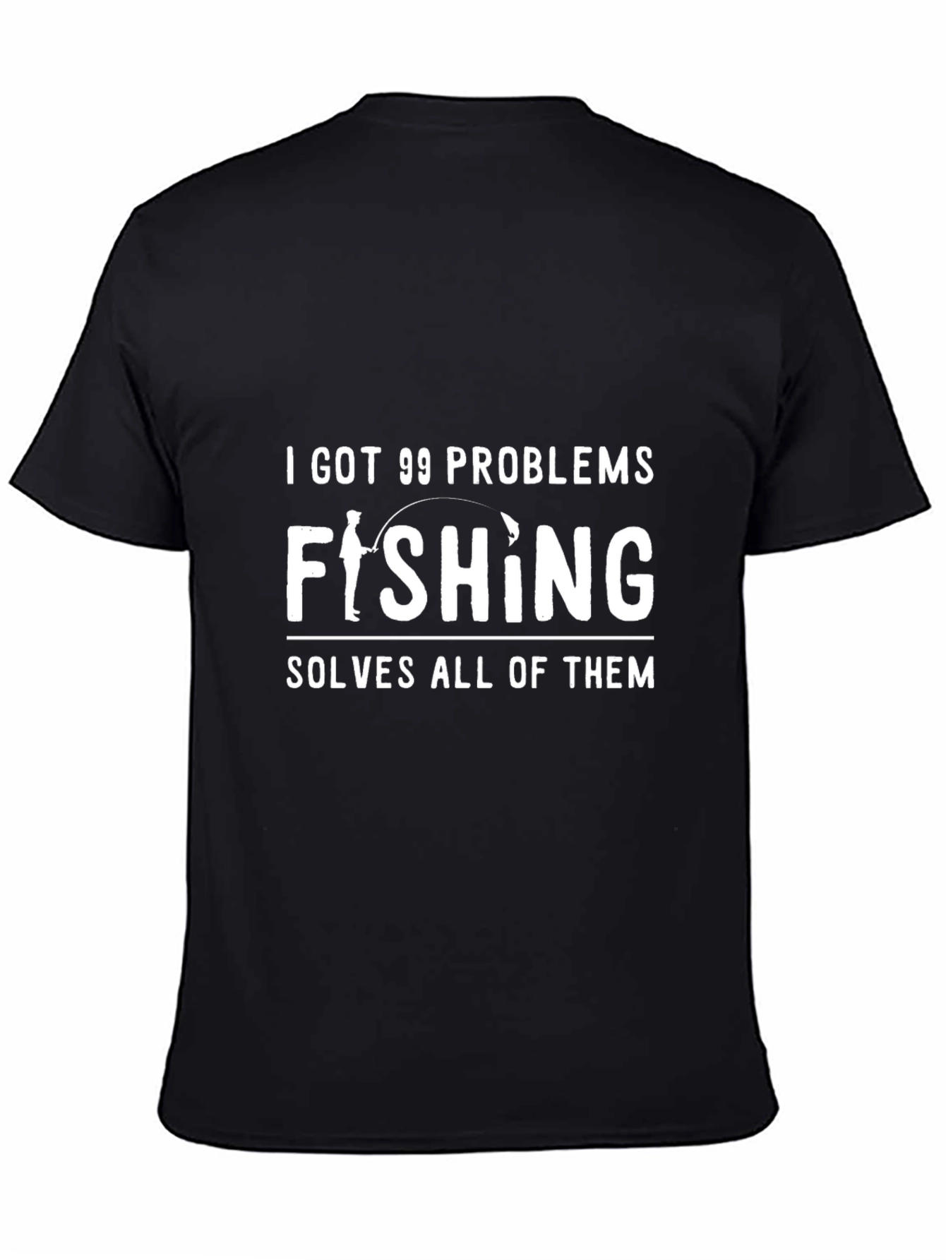 Fishing Solves Problems Tee - Black Graphic T-Shirt