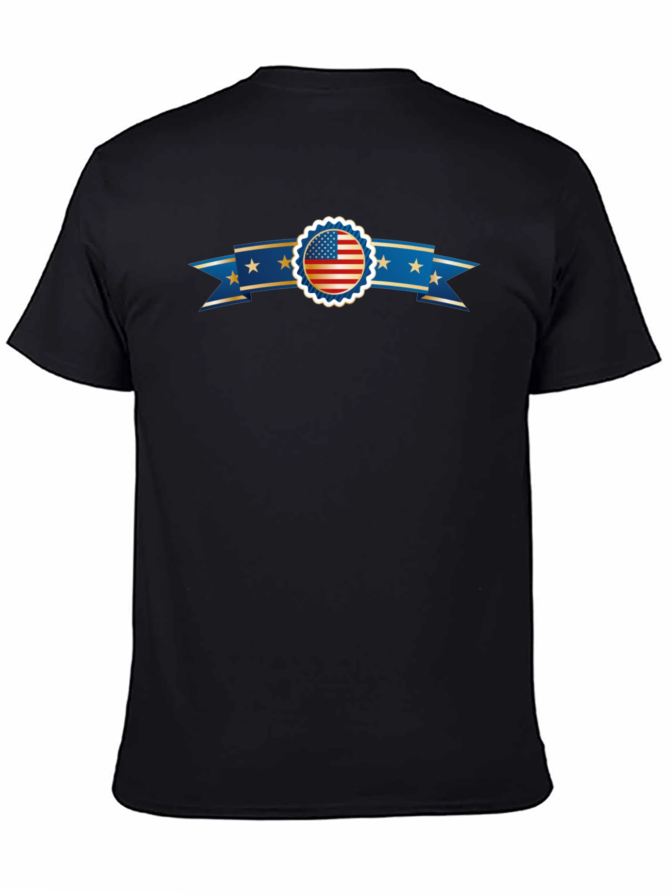 American Flag Ribbon Graphic Black T-Shirt
