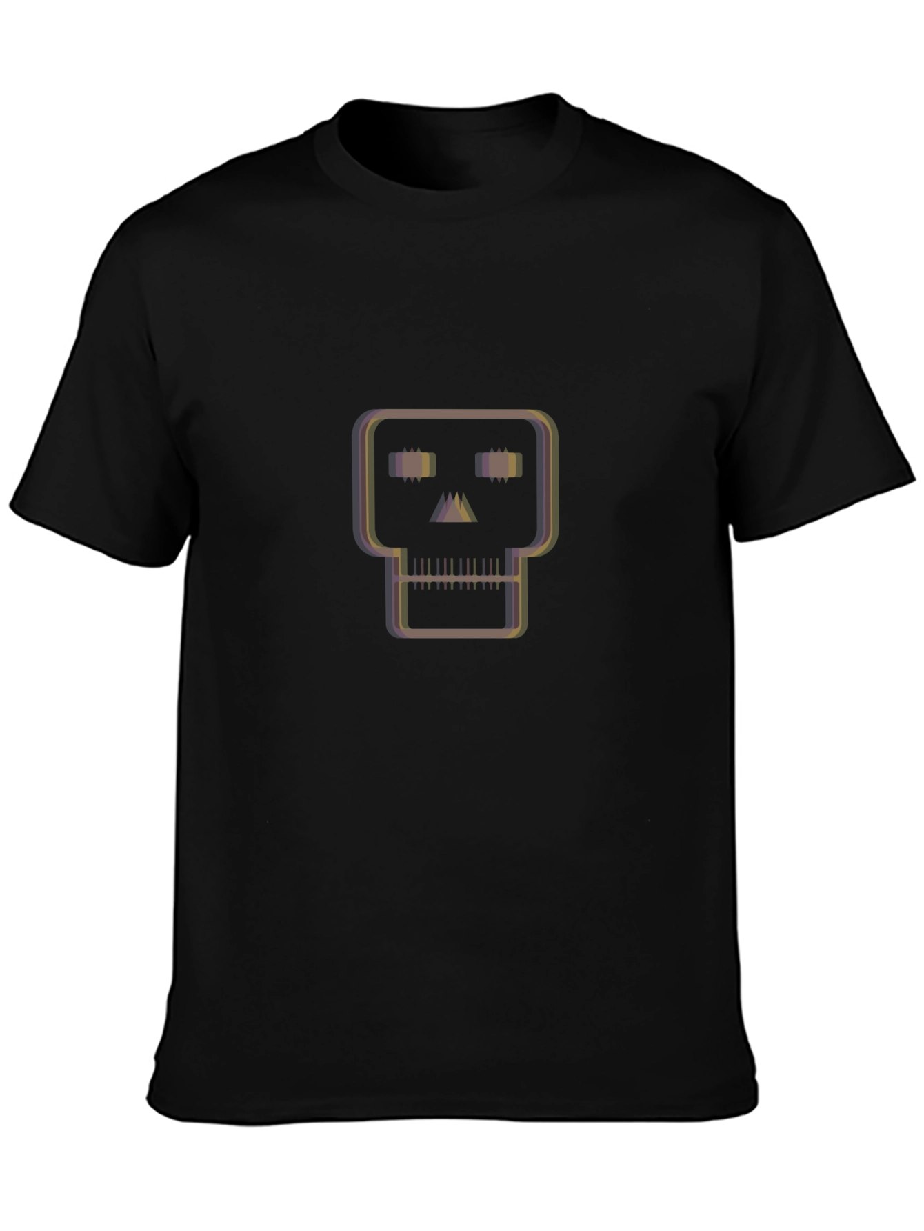 Geometric Skull Graphic Tee - Black
