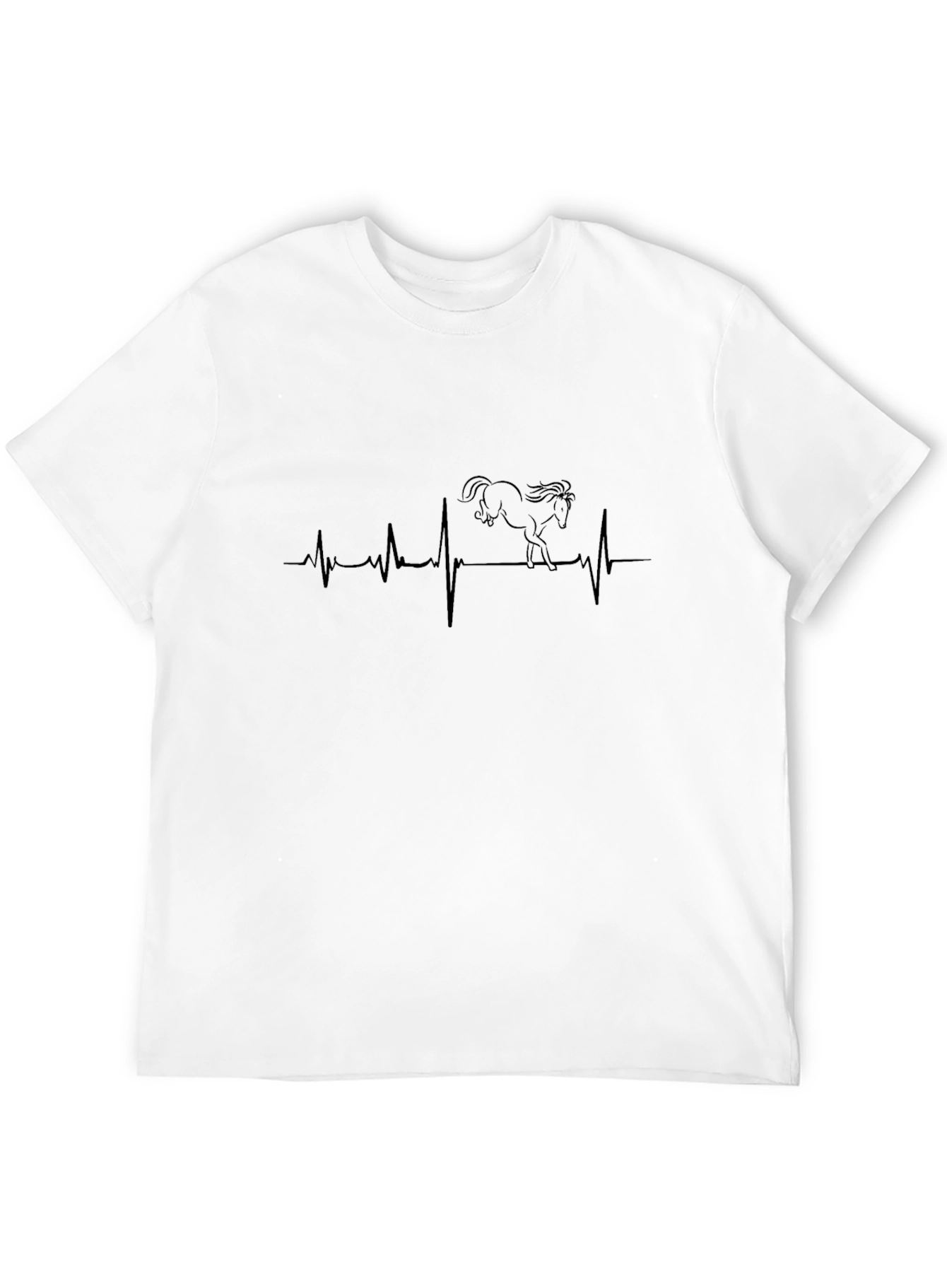 Horse Heartbeat Graphic Tee - Black Cotton T-Shirt