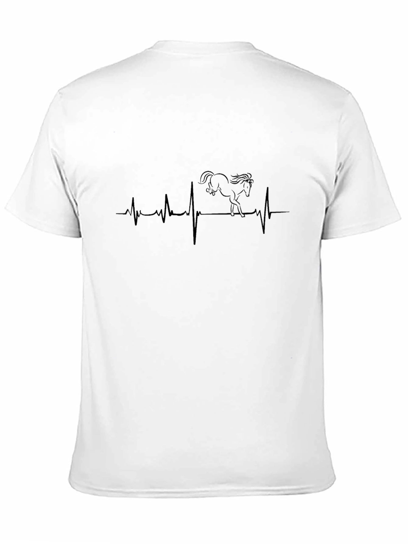 Horse Heartbeat Graphic Tee - Black Cotton T-Shirt