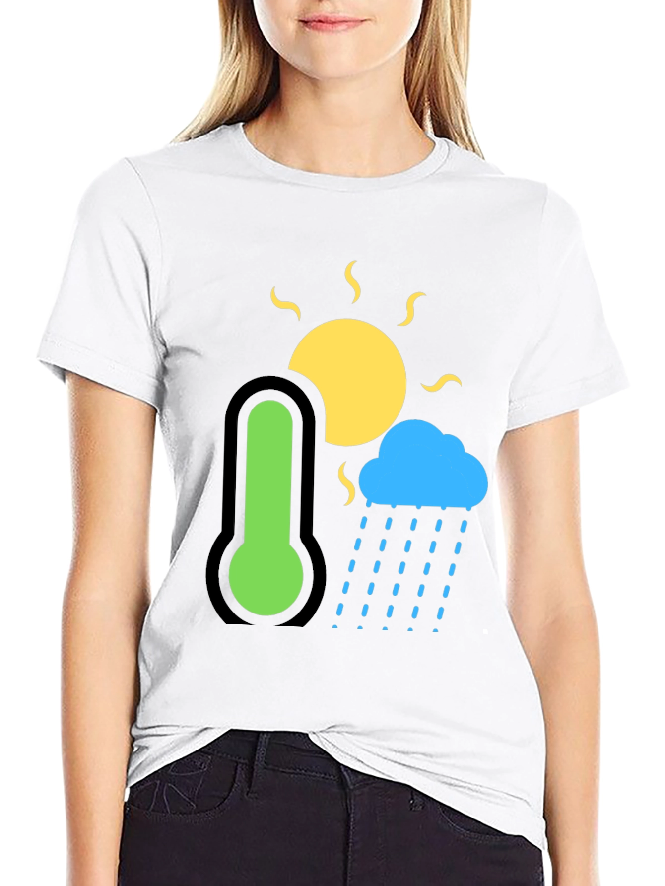 Weather Graphic T-Shirt - Sun Cloud & Thermometer