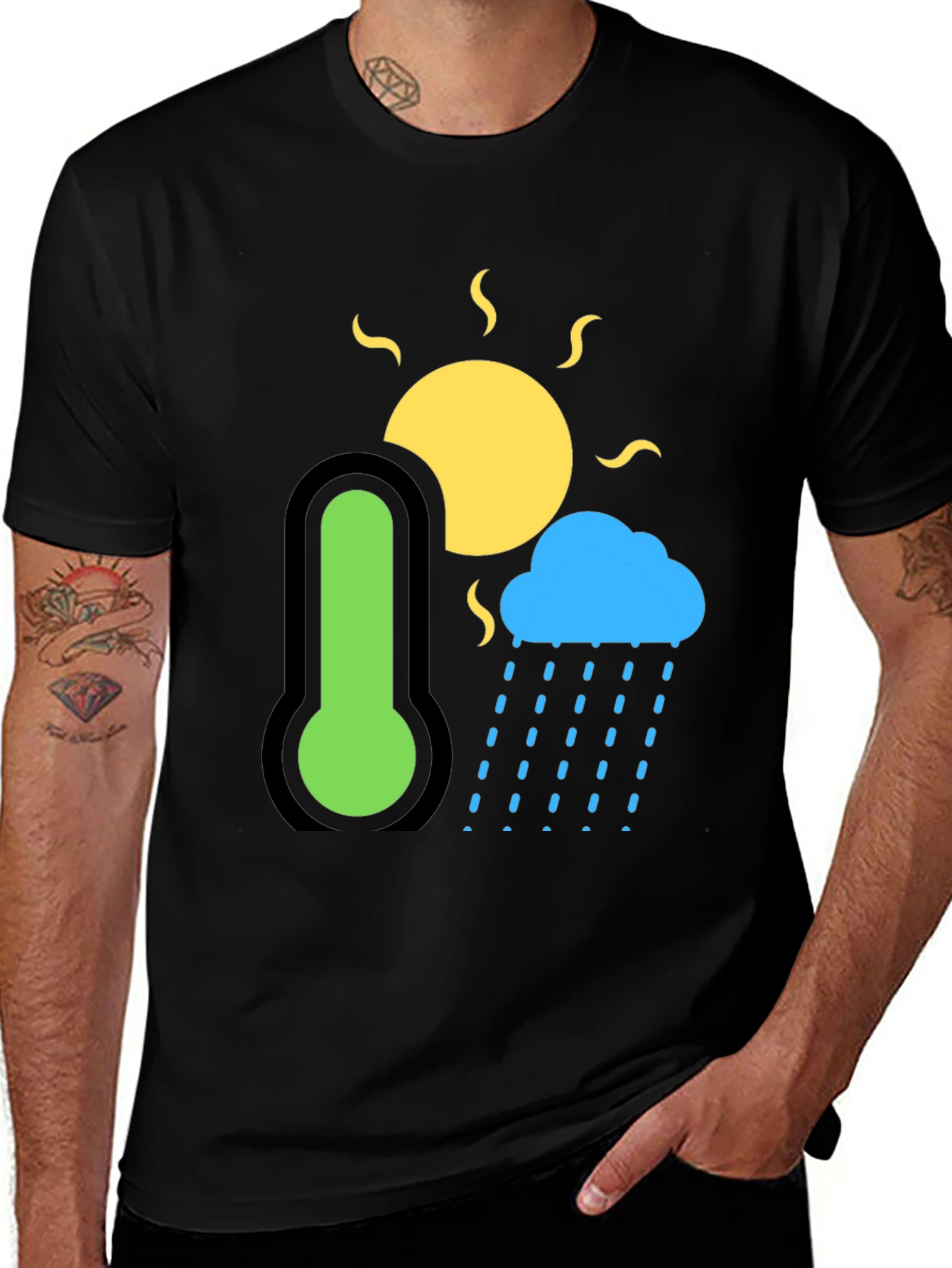 Weather Graphic T-Shirt - Sun Cloud & Thermometer