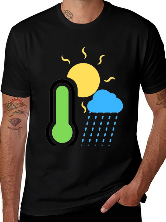 Weather Graphic T-Shirt - Sun Cloud & Thermometer