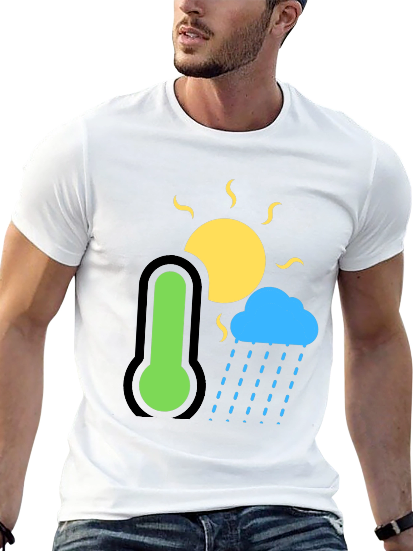 Weather Graphic T-Shirt - Sun Cloud & Thermometer