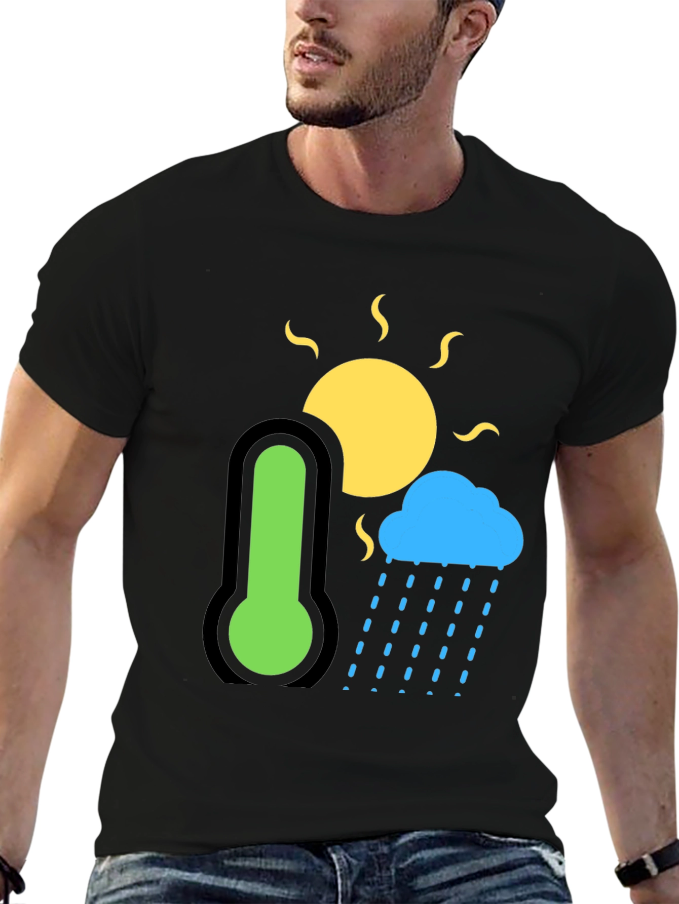 Weather Graphic T-Shirt - Sun Cloud & Thermometer