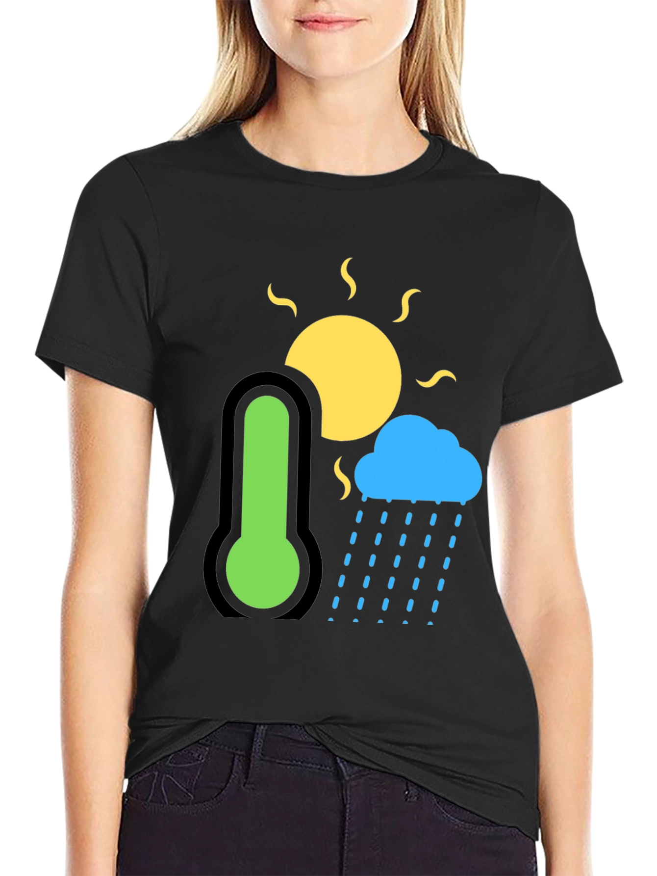 Weather Graphic T-Shirt - Sun Cloud & Thermometer