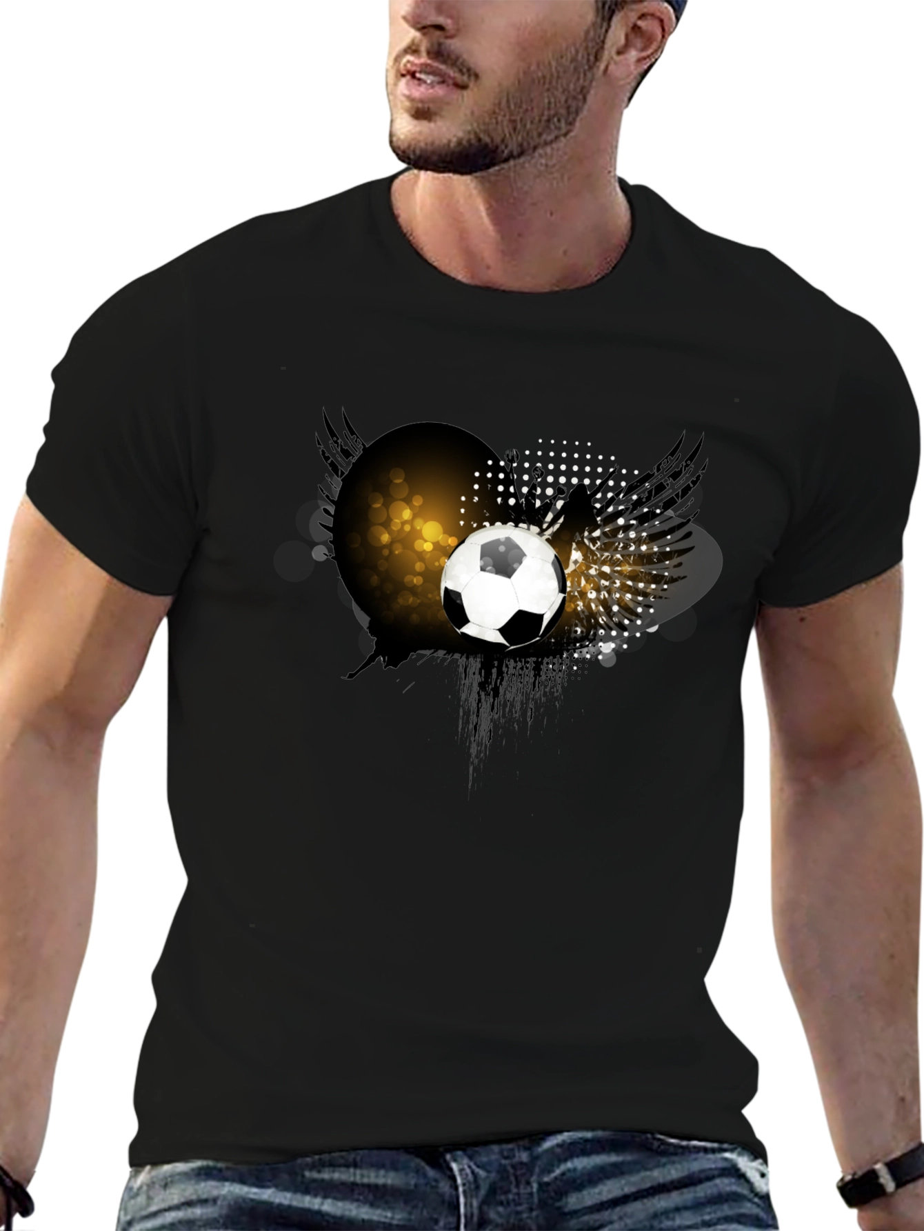 Soccer Ball Graphic T-Shirt - Black