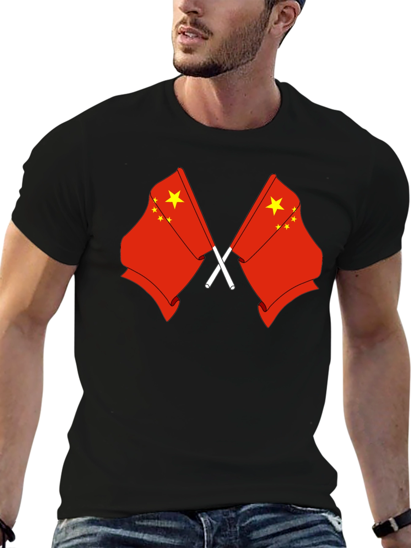 China Flag Graphic T-Shirt - Unisex Black Tee