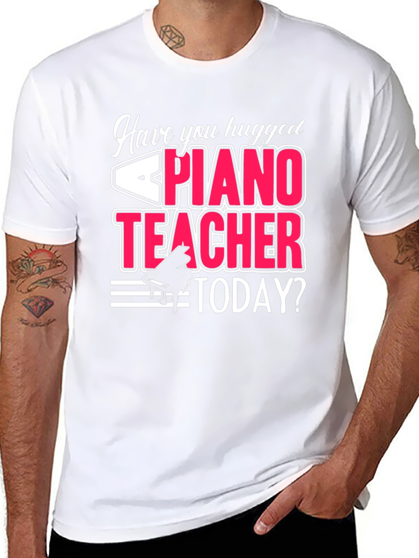 Piano Teacher Graphic Tee - Hug a Teacher T-Shirt