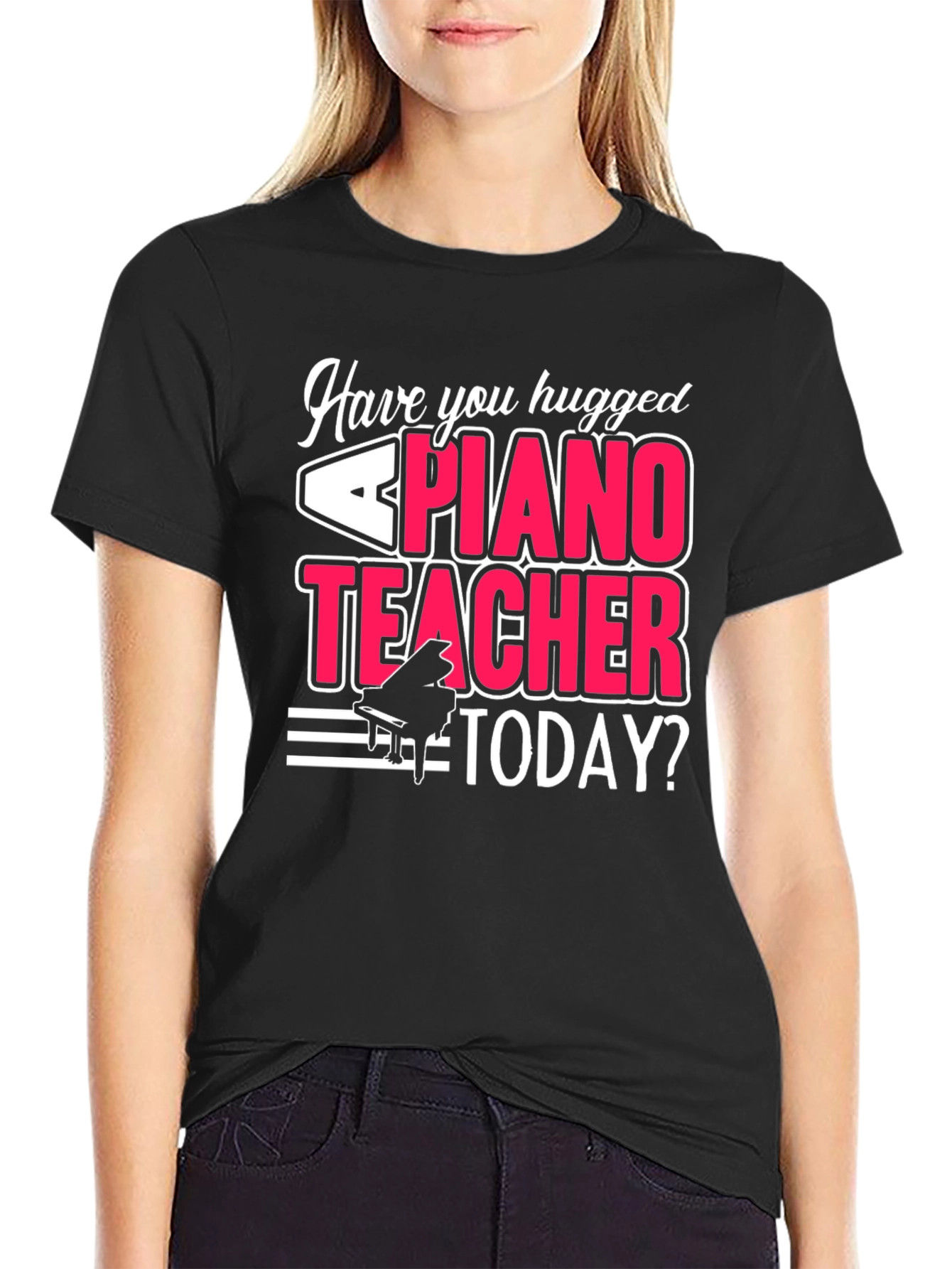 Piano Teacher Graphic Tee - Hug a Teacher T-Shirt