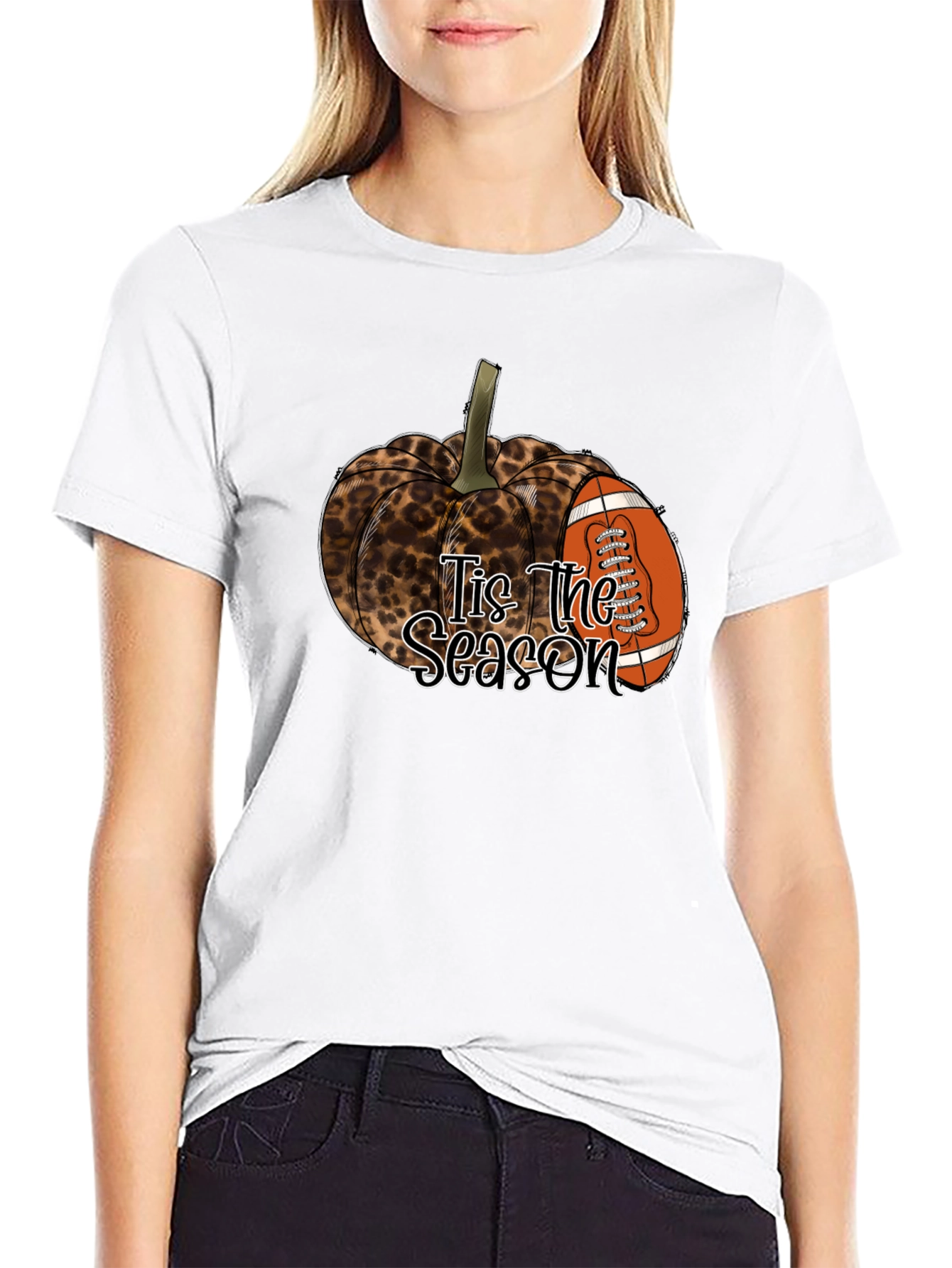 Leopard Pumpkin Football Season T-Shirt