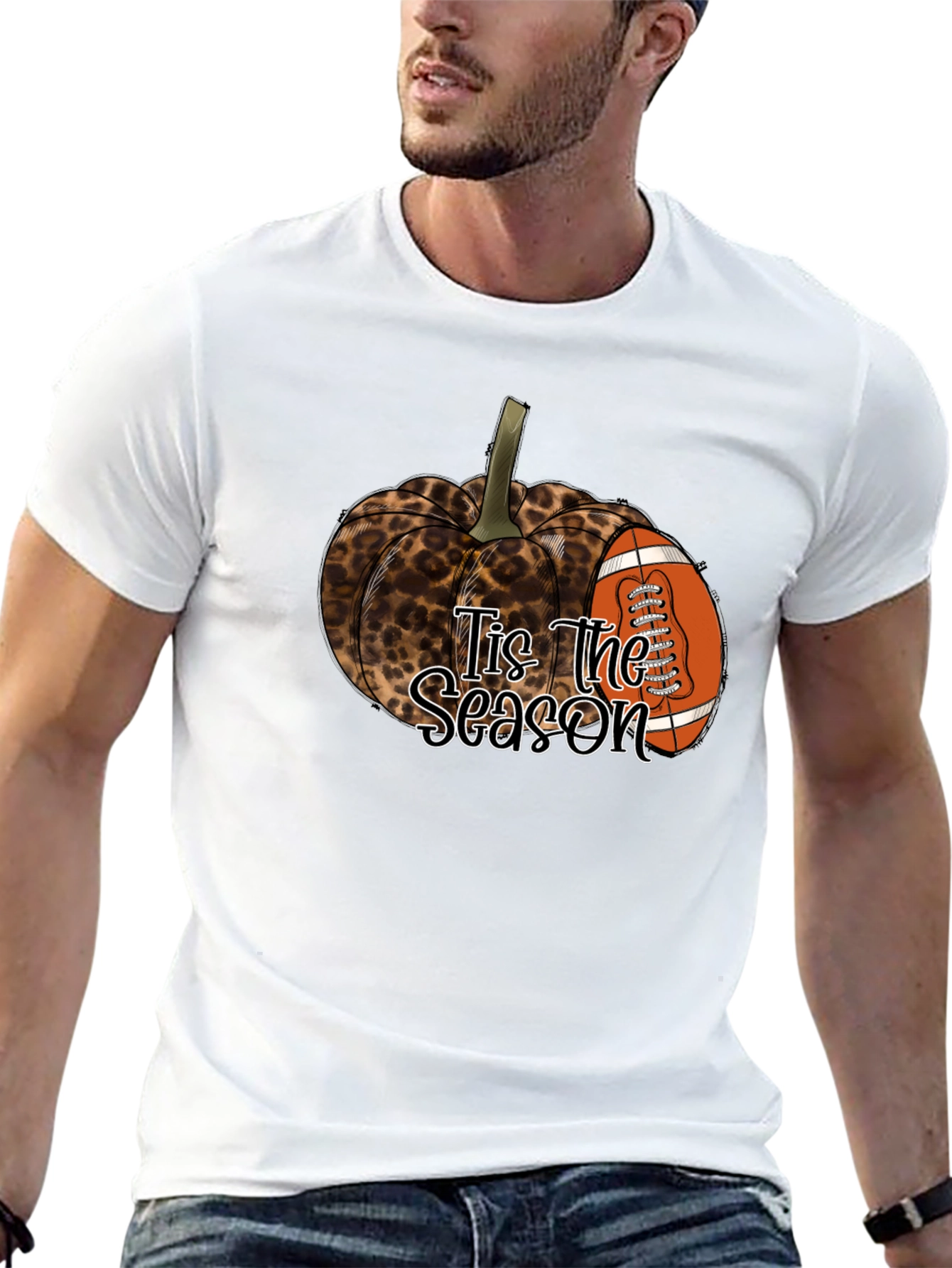 Leopard Pumpkin Football Season T-Shirt