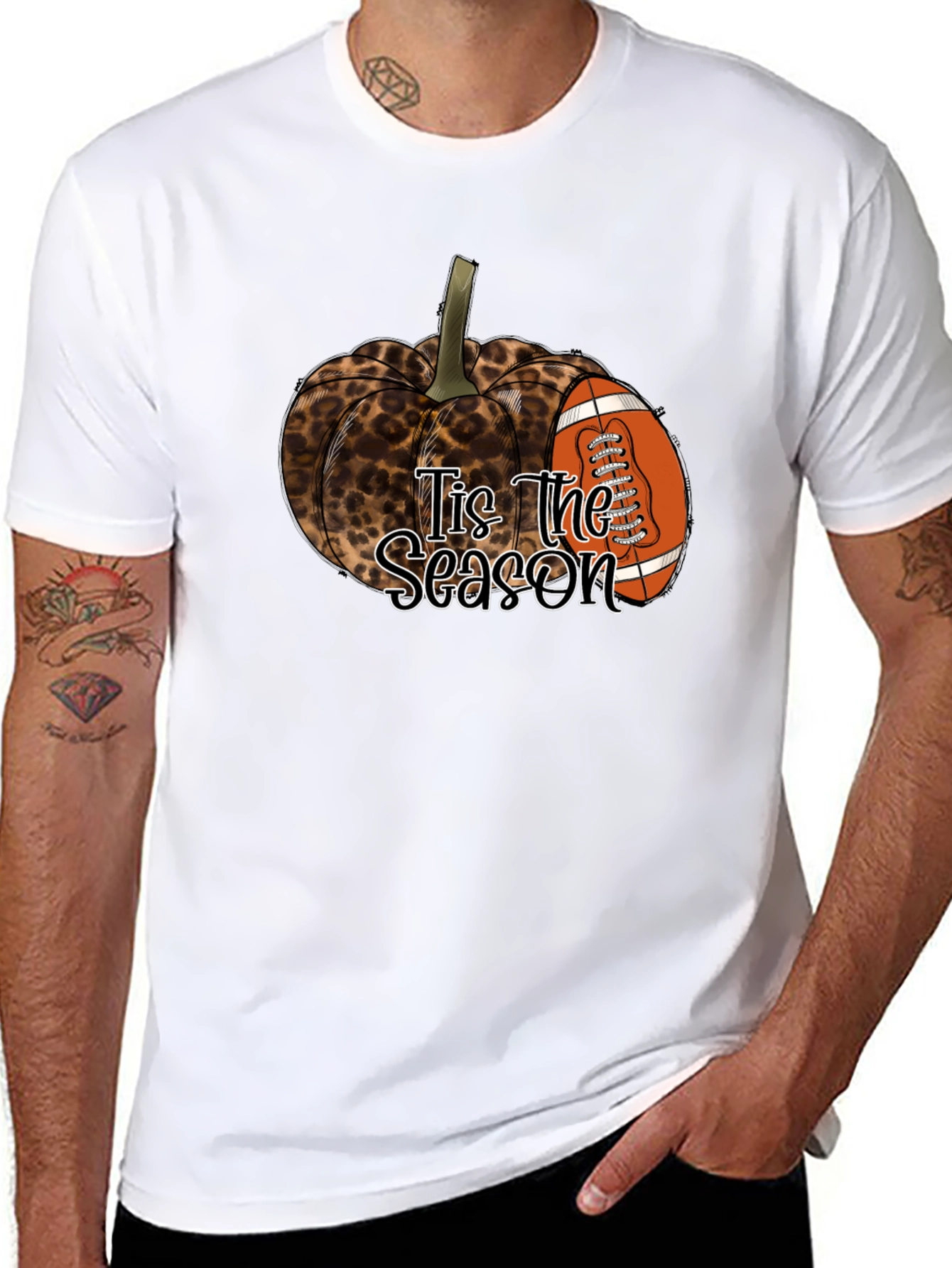 Leopard Pumpkin Football Season T-Shirt