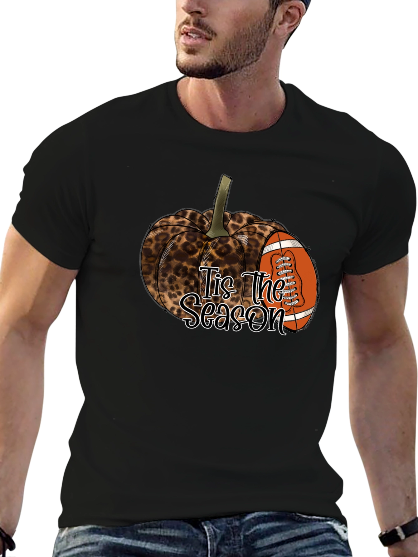 Leopard Pumpkin Football Season T-Shirt