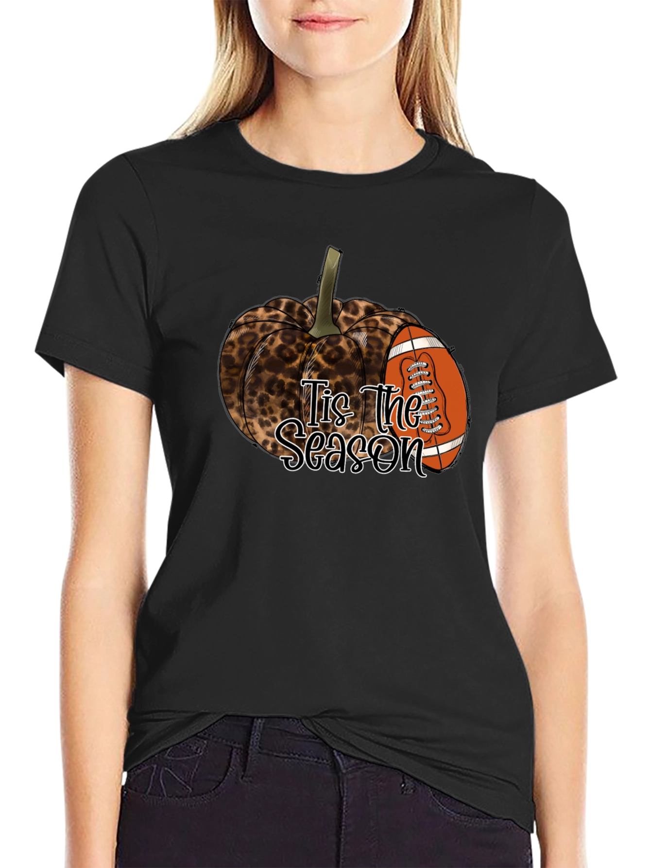 Leopard Pumpkin Football Season T-Shirt