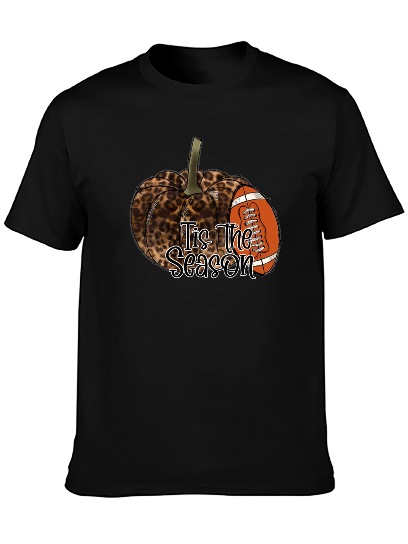 Leopard Pumpkin Football Season T-Shirt
