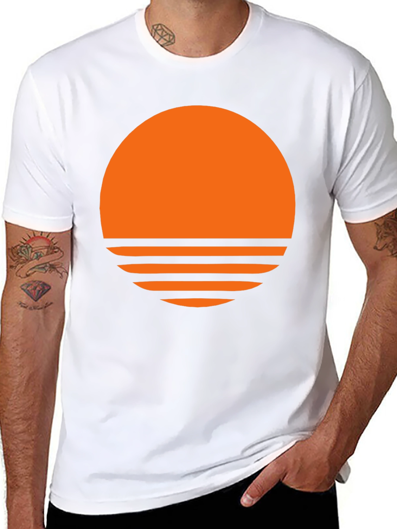 Retro Sunset Graphic T-Shirt - Trendy Black Tee