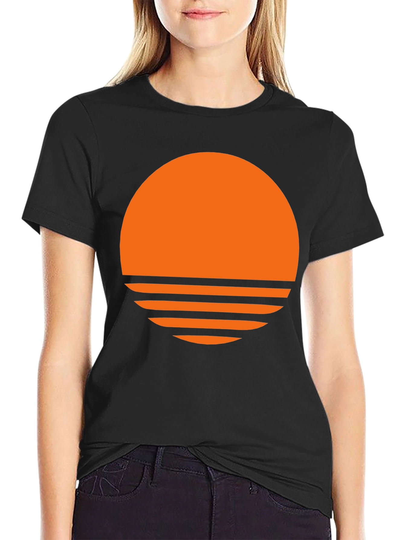 Retro Sunset Graphic T-Shirt - Trendy Black Tee
