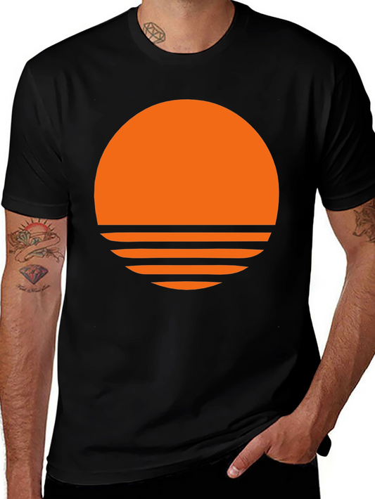 Retro Sunset Graphic T-Shirt - Trendy Black Tee