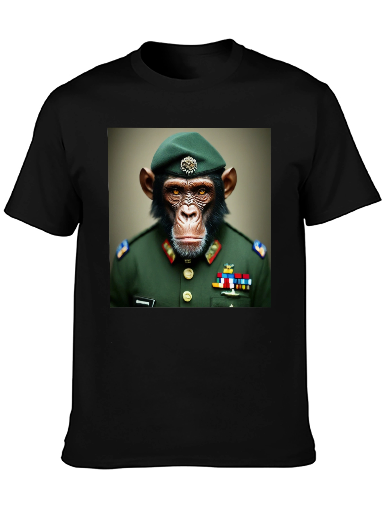 Chimp General T-Shirt: Novelty Military Ape Tee