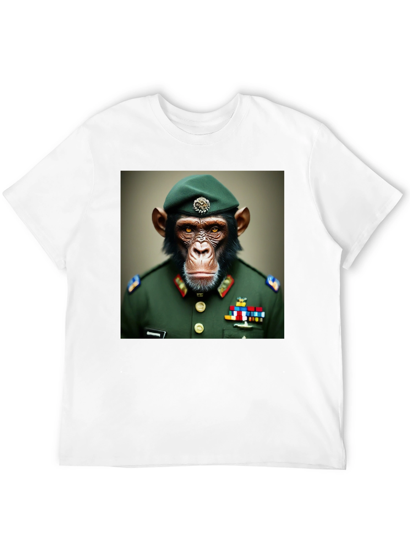 Chimp General T-Shirt: Novelty Military Ape Tee