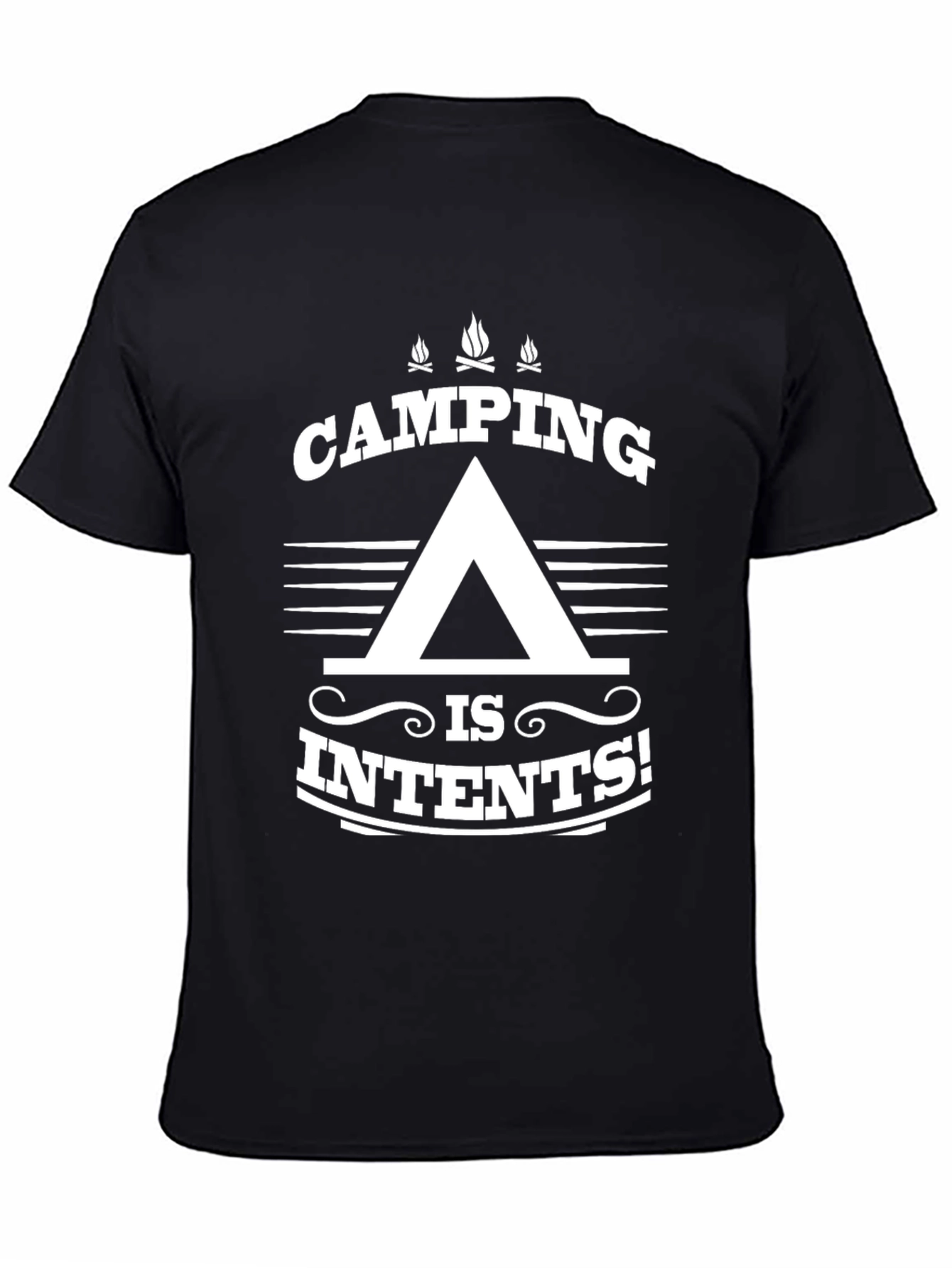 Camping Is Intents! Black Graphic T-Shirt