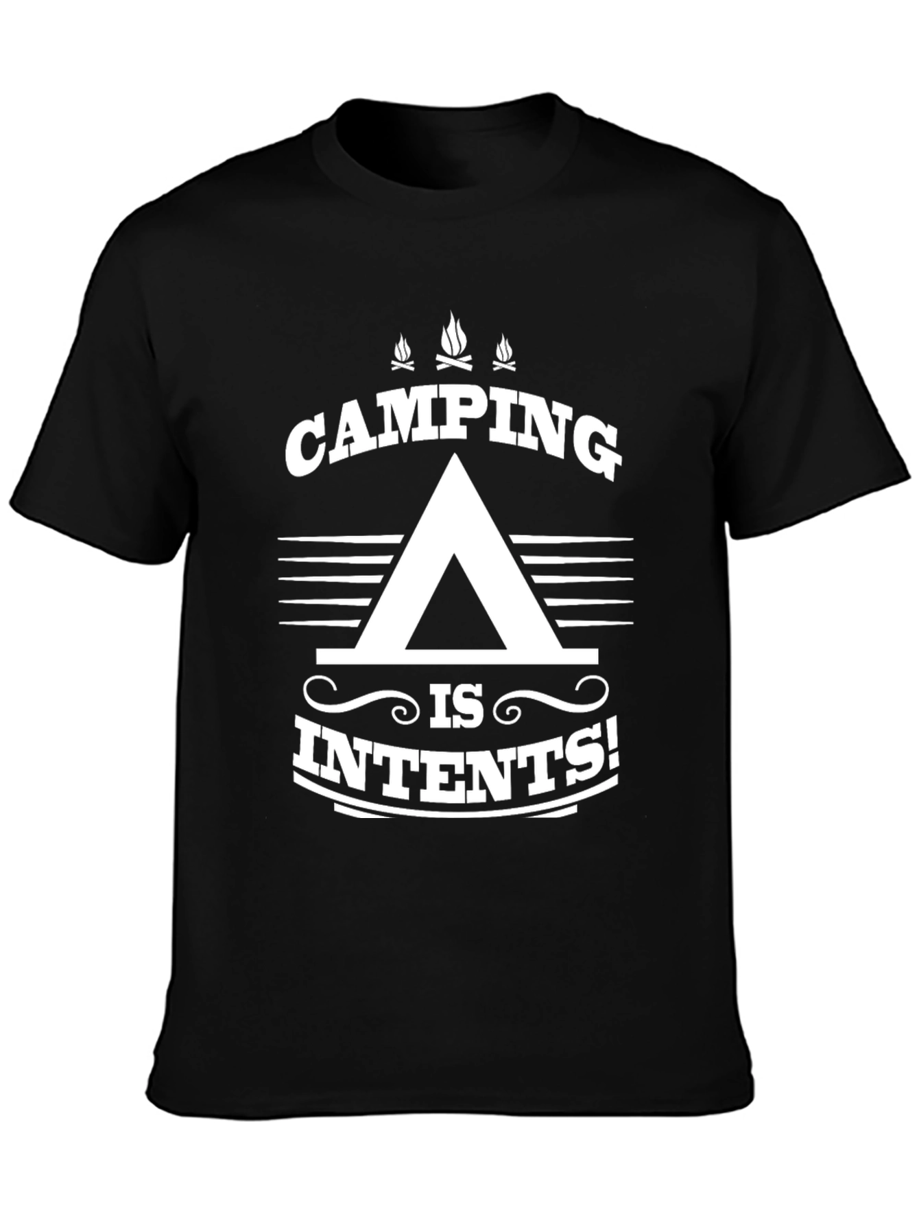 Camping Is Intents! Black Graphic T-Shirt