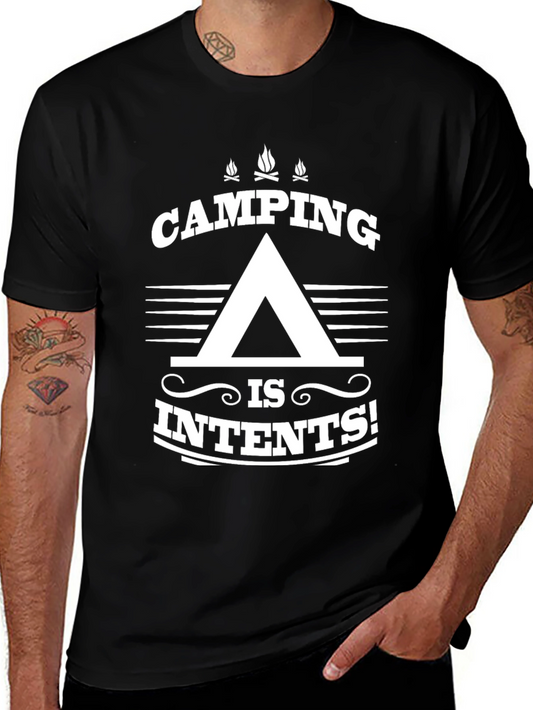 Camping Is Intents! Black Graphic T-Shirt