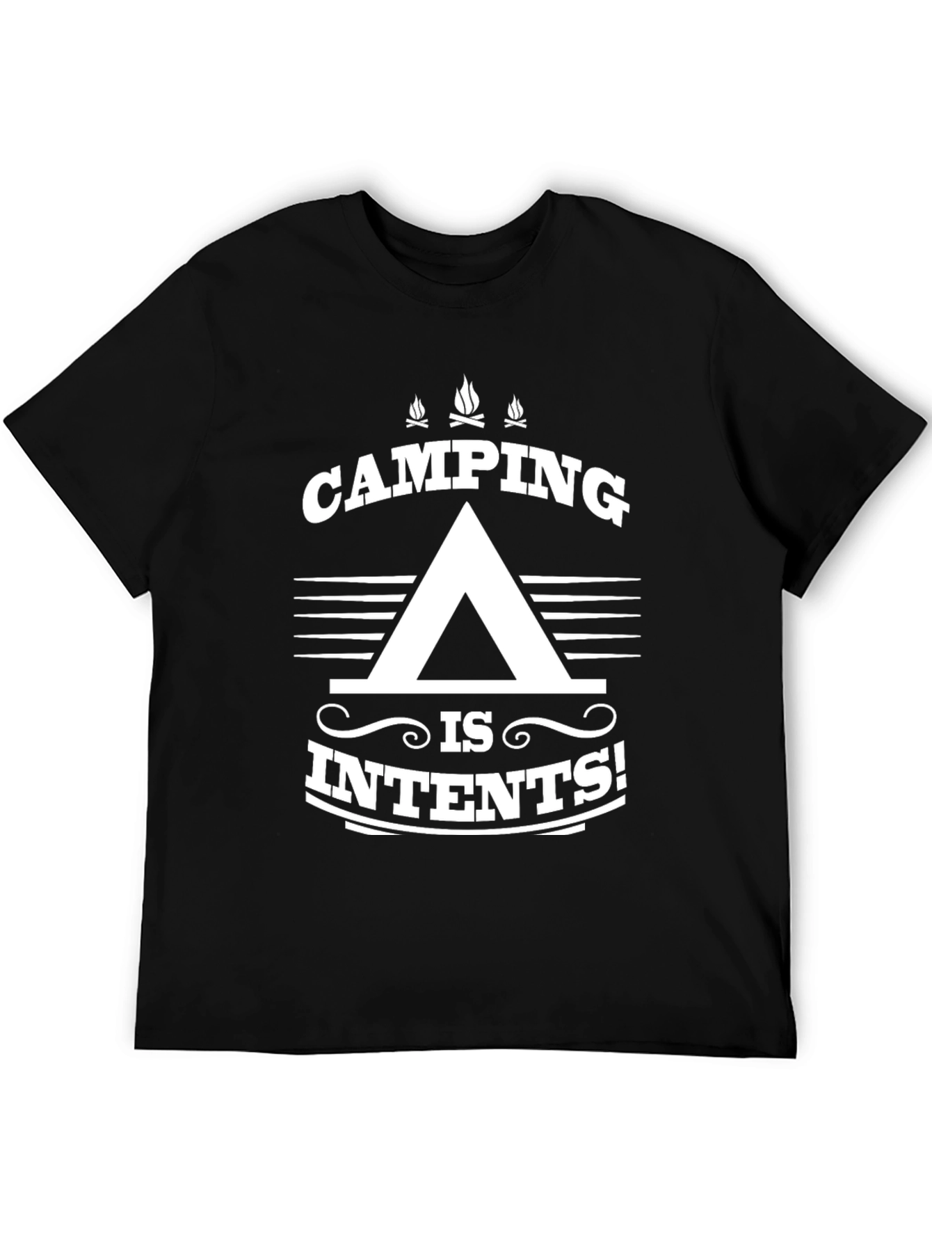 Camping Is Intents! Black Graphic T-Shirt