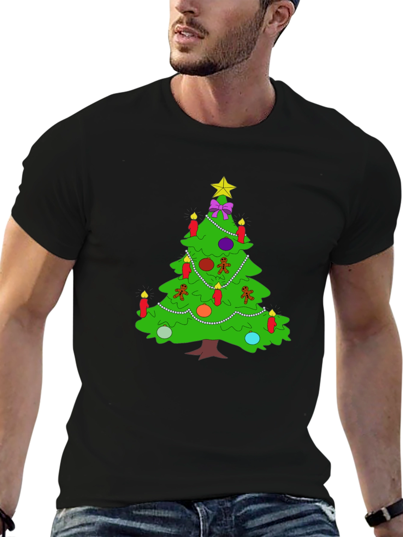 Festive Christmas Tree Graphic Tee - Holiday Apparel