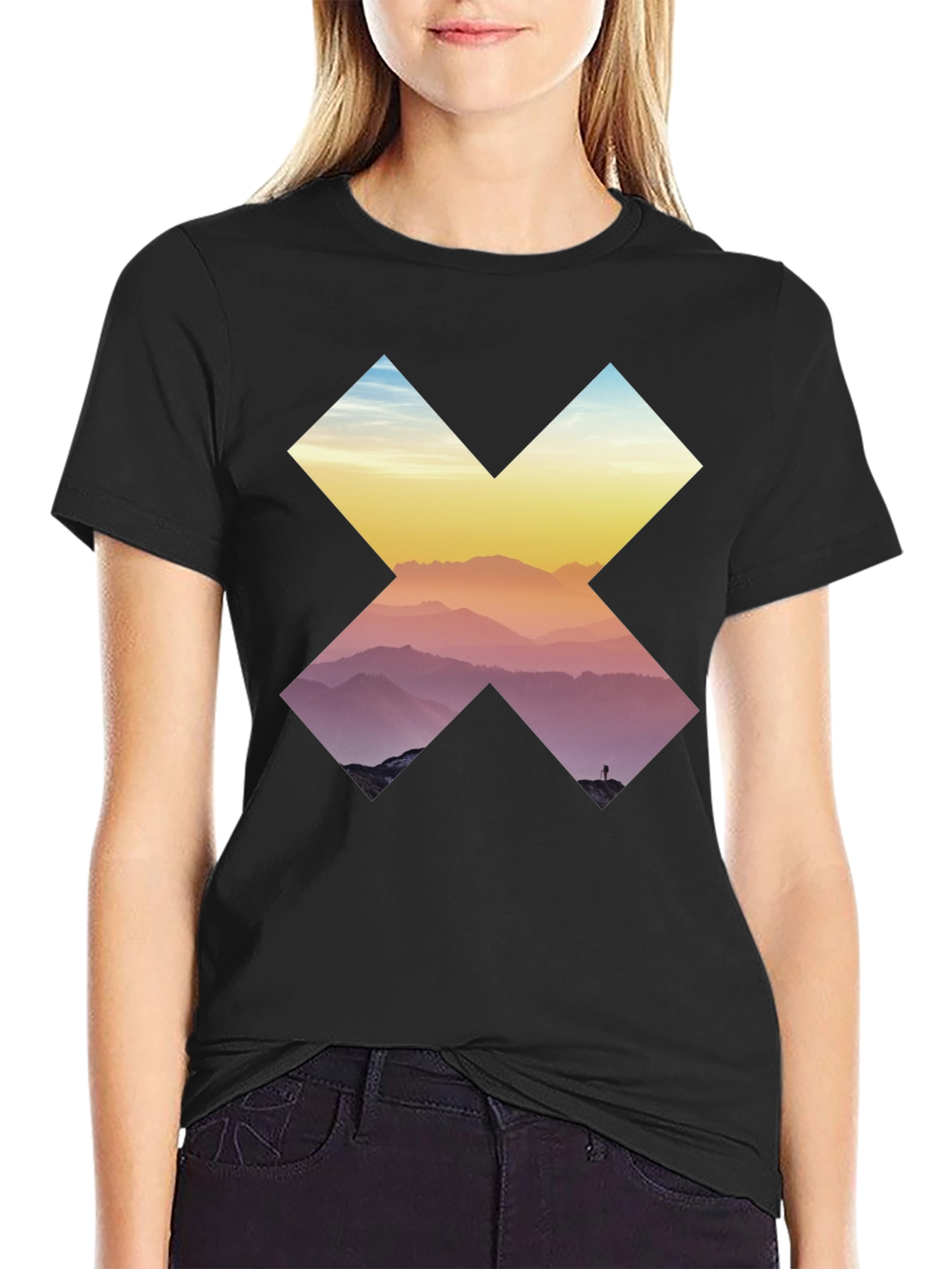 Mountains in Cross Graphic Tee - Black