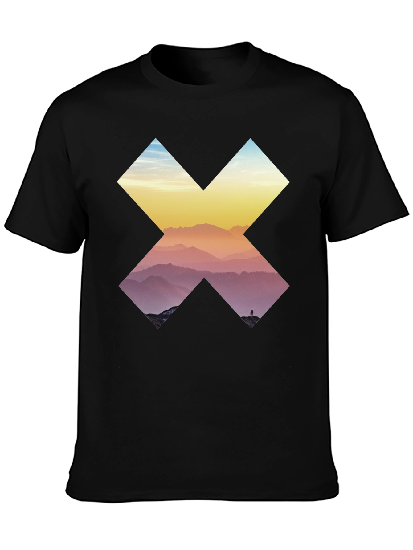 Mountains in Cross Graphic Tee - Black