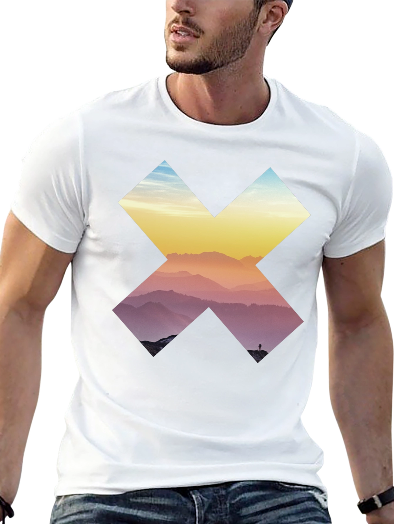 Mountains in Cross Graphic Tee - Black