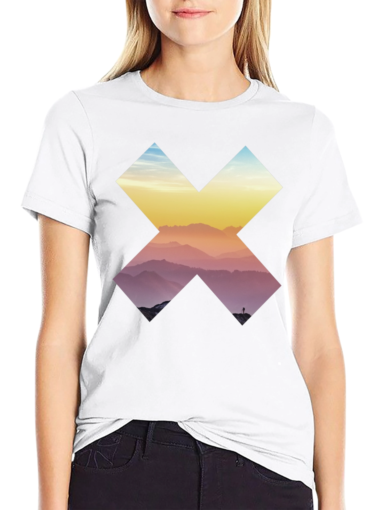 Mountains in Cross Graphic Tee - Black
