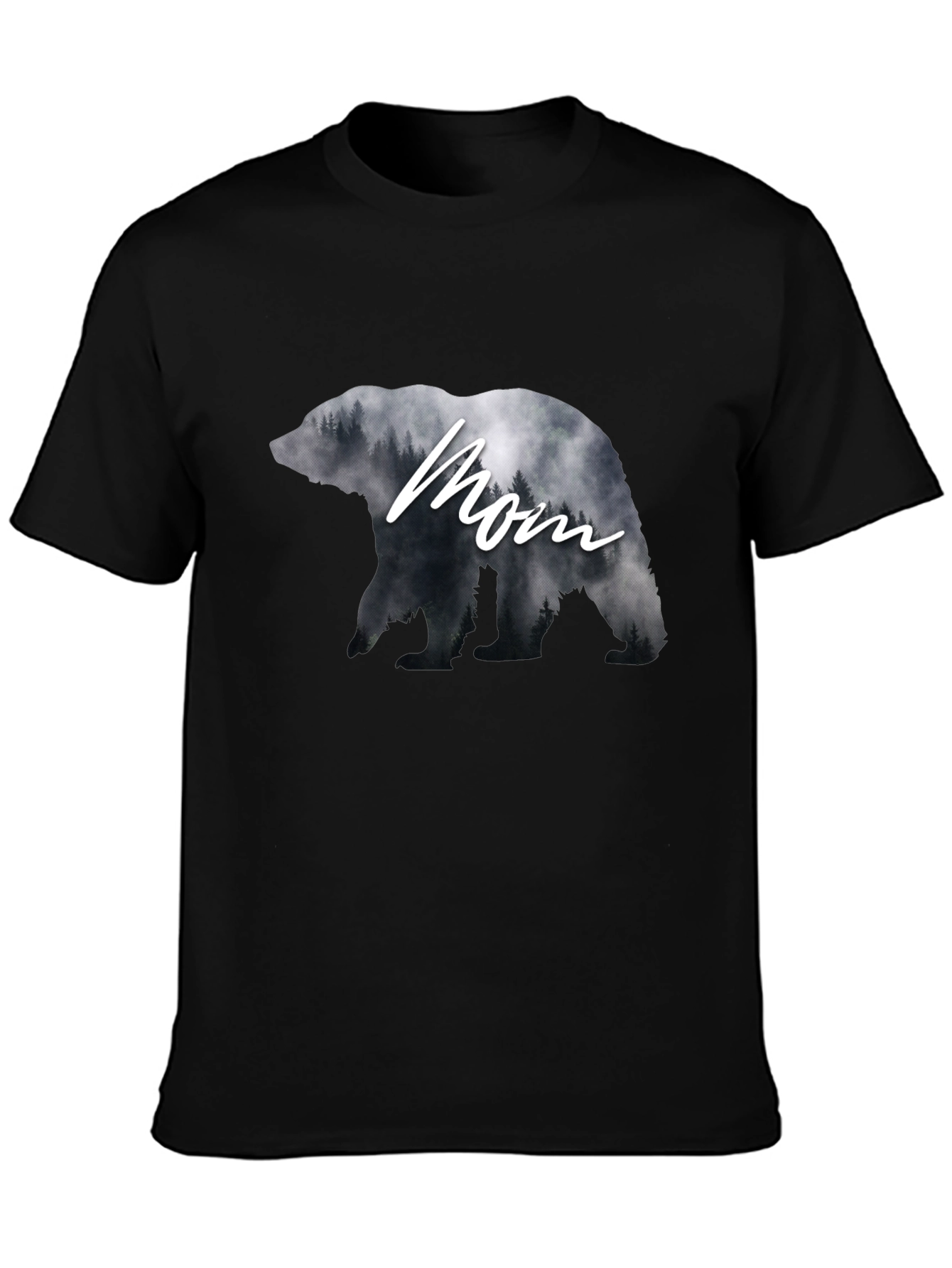 Mom Bear Forest Graphic Tee - Black