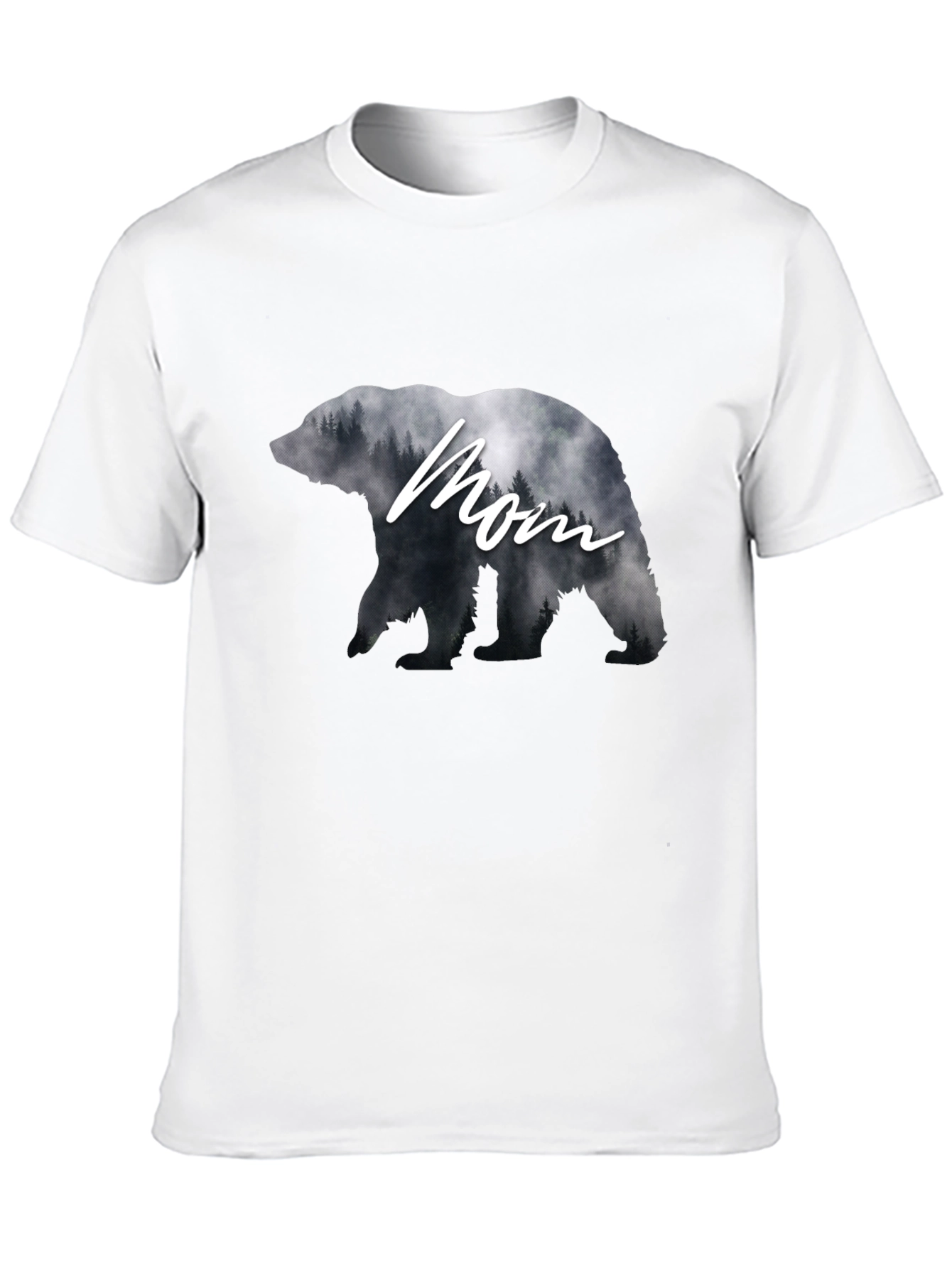 Mom Bear Forest Graphic Tee - Black