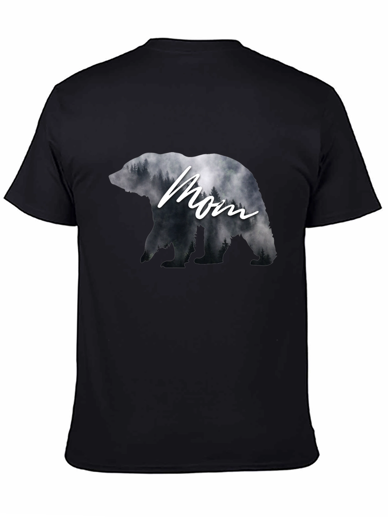Mom Bear Forest Graphic Tee - Black