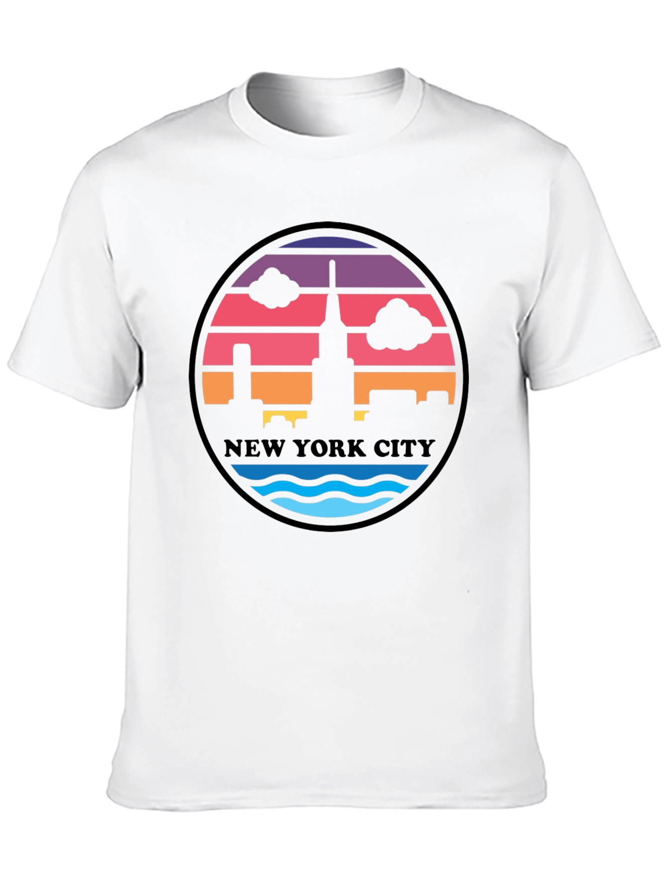 Retro New York City Skyline Black T-Shirt