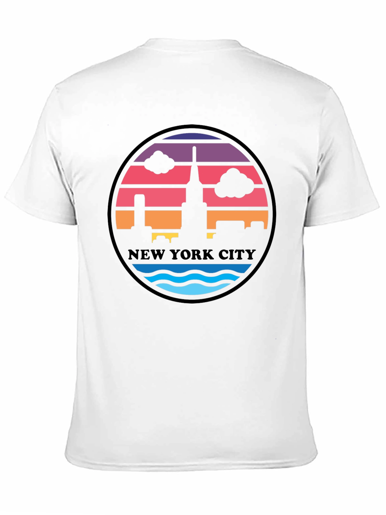 Retro New York City Skyline Black T-Shirt